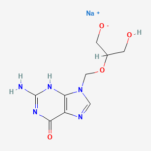 molecular formula C9H12N5NaO4 B8071457 sodium;2-[(2-amino-6-oxo-3H-purin-9-yl)methoxy]-3-hydroxypropan-1-olate 