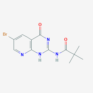 molecular formula C12H13BrN4O2 B8071784 N-(6-bromo-4-oxo-1H-pyrido[2,3-d]pyrimidin-2-yl)-2,2-dimethylpropanamide 