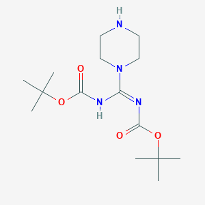molecular formula C15H28N4O4 B8071965 Tert-butyl (NE)-N-[[(2-methylpropan-2-yl)oxycarbonylamino]-piperazin-1-ylmethylidene]carbamate 