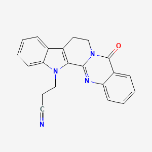 molecular formula C21H16N4O B8073017 3-(14-Oxo-3,13,21-triazapentacyclo[11.8.0.02,10.04,9.015,20]henicosa-1(21),2(10),4,6,8,15,17,19-octaen-3-yl)propanenitrile 