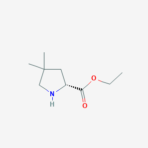 molecular formula C9H17NO2 B8073146 ethyl (2R)-4,4-dimethylpyrrolidine-2-carboxylate 