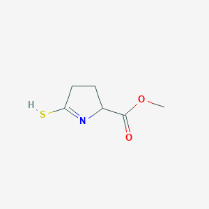 molecular formula C6H9NO2S B8073211 methyl 5-sulfanyl-3,4-dihydro-2H-pyrrole-2-carboxylate 