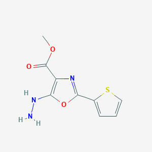 molecular formula C9H9N3O3S B8073680 Methyl 5-hydrazinyl-2-thiophen-2-yl-1,3-oxazole-4-carboxylate 