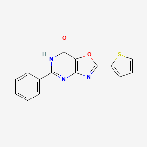 molecular formula C15H9N3O2S B8073688 5-phenyl-2-thiophen-2-yl-6H-[1,3]oxazolo[4,5-d]pyrimidin-7-one 