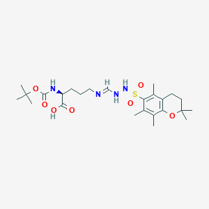 molecular formula C25H40N4O7S B8073965 L-Ornithine, N5-[[[(3,4-dihydro-2,2,5,7,8-pentamethyl-2H-1-benzopyran-6-yl)sulfonyl]amino]iminomethyl]-N2-[(1,1-dimethylethoxy)carbonyl]- 