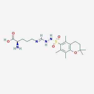molecular formula C20H32N4O5S B8073990 D-Ornithine, N5-[[[(3,4-dihydro-2,2,5,7,8-pentamethyl-2H-1-benzopyran-6-yl)sulfonyl]amino]iminomethyl]- 