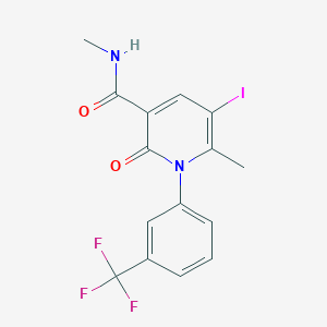 molecular formula C15H12F3IN2O2 B8074271 5-iodo-N,6-dimethyl-2-oxo-1-[3-(trifluoromethyl)phenyl]-1,2-dihydropyridine-3-carboxamide 