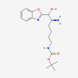 molecular formula C18H27N3O4 B8074313 tert-butyl N-[(5S)-5-amino-6-(1,3-benzoxazol-2-yl)-6-hydroxyhexyl]carbamate 