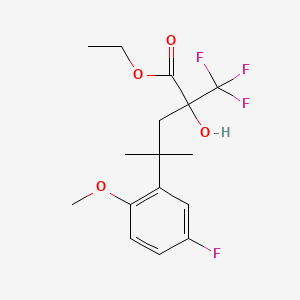 molecular formula C16H20F4O4 B8074371 4-(5-Fluoro-2-methoxyphenyl)-2-hydroxy-4-methyl-2-trifluoromethylpentanoic acid ethyl ester 