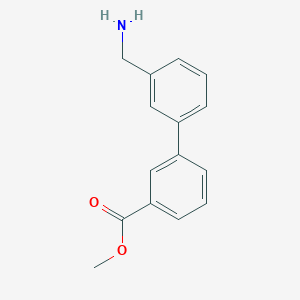 molecular formula C15H15NO2 B8074489 3'-(Aminomethyl)-biphenyl-3-carboxylic acid methyl ester 