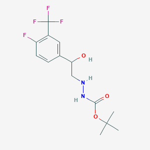 molecular formula C14H18F4N2O3 B8075096 tert-Butyl 2-(2-(4-fluoro-3-(trifluoromethyl)phenyl)-2-hydroxyethyl)hydrazine-1-carboxylate 
