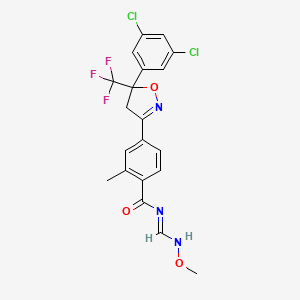 molecular formula C20H16Cl2F3N3O3 B8075269 4-[5-(3,5-dichlorophenyl)-5-(trifluoromethyl)-4H-1,2-oxazol-3-yl]-N-[(methoxyamino)methylidene]-2-methylbenzamide 