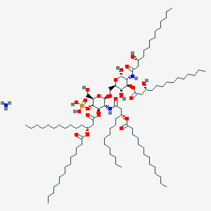 molecular formula C96H184N3O22P B8075441 azane;[(2S,3R,4R,5S,6R)-2,5-dihydroxy-6-[[(2R,3R,4R,5S,6R)-6-(hydroxymethyl)-5-phosphonooxy-3-[[(3R)-3-tetradecanoyloxytetradecanoyl]amino]-4-[(3R)-3-tetradecanoyloxytetradecanoyl]oxyoxan-2-yl]oxymethyl]-3-[[(3R)-3-hydroxytetradecanoyl]amino]oxan-4-yl] (3R)-3-hydroxytetradecanoate 