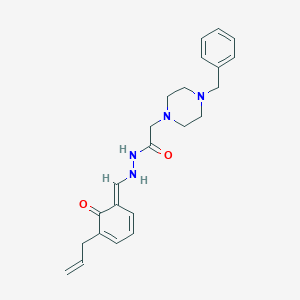 molecular formula C23H28N4O2 B8075657 2-(4-benzylpiperazin-1-yl)-N'-[(E)-(6-oxo-5-prop-2-enylcyclohexa-2,4-dien-1-ylidene)methyl]acetohydrazide 