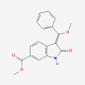molecular formula C18H15NO4 B8075862 Methyl 3-(methoxy(phenyl)methylene)-2-oxoindoline-6-carboxylate 