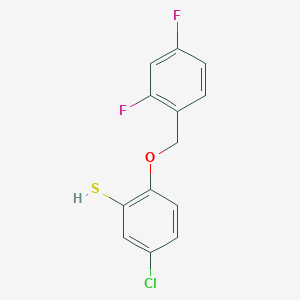 molecular formula C13H9ClF2OS B8076545 5-Chloro-2-[(2,4-difluorophenyl)methoxy]benzenethiol 