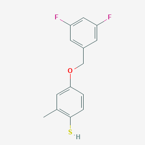 molecular formula C14H12F2OS B8076592 4-[(3,5-Difluorophenyl)methoxy]-2-methylbenzenethiol 