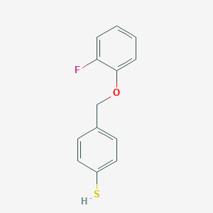 molecular formula C13H11FOS B8076644 4-[(2-Fluorophenoxy)methyl]benzenethiol 