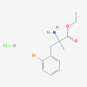 molecular formula C12H17BrClNO2 B8076709 Ethyl 2-amino-3-(2-bromophenyl)-2-methylpropanoate hydrochloride 