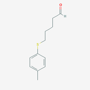 molecular formula C12H16OS B8077293 5-(4-Methylphenyl)sulfanylpentanal 