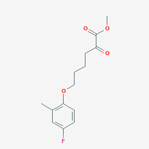molecular formula C14H17FO4 B8077883 Methyl 6-(4-fluoro-2-methylphenoxy)-2-oxohexanoate 