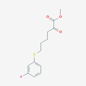 molecular formula C13H15FO3S B8077886 Methyl 6-(3-fluorophenyl)sulfanyl-2-oxohexanoate 