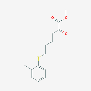 molecular formula C14H18O3S B8077900 Methyl 6-(2-methylphenyl)sulfanyl-2-oxohexanoate 
