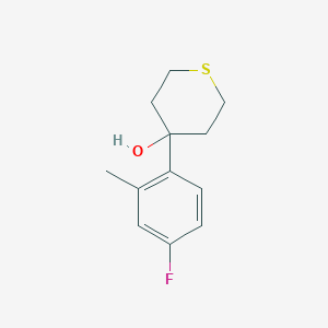 molecular formula C12H15FOS B8077985 4-(4-Fluoro-2-methylphenyl)thian-4-ol 