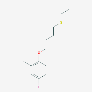 molecular formula C13H19FOS B8078652 1-(4-Ethylsulfanylbutoxy)-4-fluoro-2-methylbenzene 