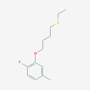 molecular formula C13H19FOS B8078660 2-(4-Ethylsulfanylbutoxy)-1-fluoro-4-methylbenzene 