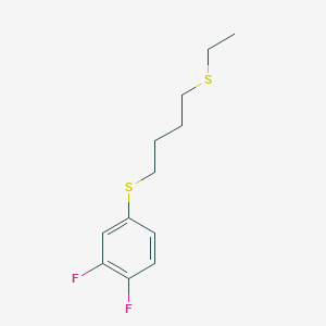 molecular formula C12H16F2S2 B8078669 4-(4-Ethylsulfanylbutylsulfanyl)-1,2-difluorobenzene 
