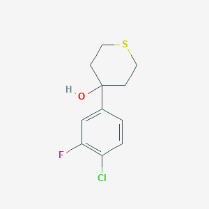 molecular formula C11H12ClFOS B8079092 4-(4-Chloro-3-fluorophenyl)thian-4-ol 
