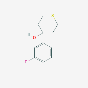 molecular formula C12H15FOS B8079122 4-(3-Fluoro-4-methylphenyl)thian-4-ol 
