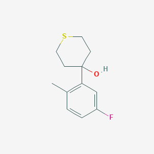 molecular formula C12H15FOS B8079123 4-(5-Fluoro-2-methylphenyl)thian-4-ol 