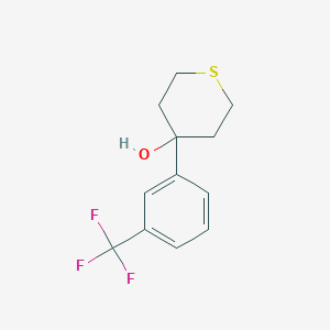 molecular formula C12H13F3OS B8079202 4-[3-(Trifluoromethyl)phenyl]thian-4-ol 