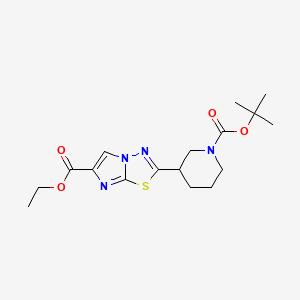 molecular formula C17H24N4O4S B8079640 Ethyl 2-(1-(tert-butoxycarbonyl)piperidin-3-yl)imidazo[2,1-b][1,3,4]thiadiazole-6-carboxylate 