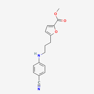 molecular formula C16H16N2O3 B8079683 Methyl 5-(3-((4-cyanophenyl)amino)propyl)furan-2-carboxylate 