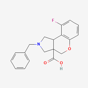 2-Benzyl-9-fluoro-1,2,3,3a,4,9b-hexahydrochromeno[3,4-c]pyrrole-3a-carboxylic acid