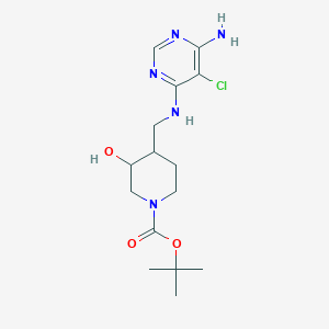 molecular formula C15H24ClN5O3 B8079979 tert-Butyl 4-(((6-amino-5-chloropyrimidin-4-yl)amino)methyl)-3-hydroxypiperidine-1-carboxylate 