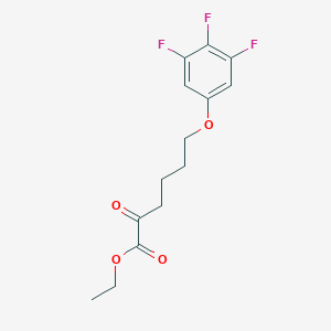 molecular formula C14H15F3O4 B8080555 Ethyl 2-oxo-6-(3,4,5-trifluorophenoxy)hexanoate 