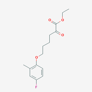 molecular formula C15H19FO4 B8080580 Ethyl 6-(4-fluoro-2-methylphenoxy)-2-oxohexanoate 