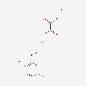 molecular formula C15H19FO4 B8080581 Ethyl 6-(2-fluoro-5-methylphenoxy)-2-oxohexanoate 