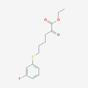 molecular formula C14H17FO3S B8080584 Ethyl 6-(3-fluorophenyl)sulfanyl-2-oxohexanoate 
