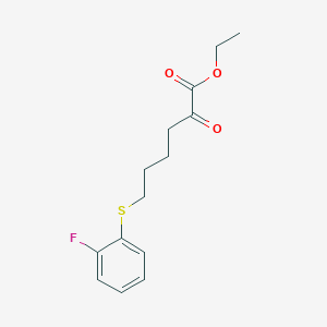 molecular formula C14H17FO3S B8080588 Ethyl 6-(2-fluorophenyl)sulfanyl-2-oxohexanoate 