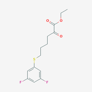 molecular formula C14H16F2O3S B8080596 Ethyl 6-(3,5-difluorophenyl)sulfanyl-2-oxohexanoate 