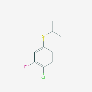 molecular formula C9H10ClFS B8080772 1-Chloro-2-fluoro-4-propan-2-ylsulfanylbenzene 