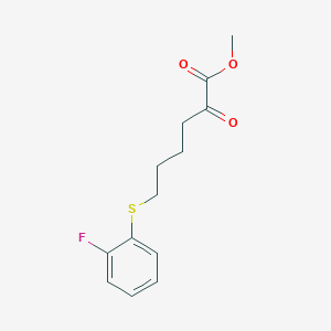 molecular formula C13H15FO3S B8081013 Methyl 6-(2-fluorophenyl)sulfanyl-2-oxohexanoate 