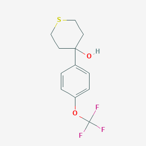 molecular formula C12H13F3O2S B8081151 4-[4-(Trifluoromethoxy)phenyl]thian-4-ol 