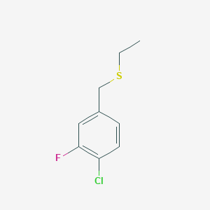 molecular formula C9H10ClFS B8081236 1-Chloro-4-(ethylsulfanylmethyl)-2-fluorobenzene 