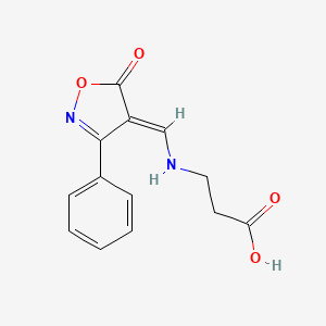 molecular formula C13H12N2O4 B8081435 3-[[(E)-(5-oxo-3-phenyl-1,2-oxazol-4-ylidene)methyl]amino]propanoic acid 